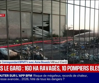 Replay BFM Première - Dans le Gard, les pompiers mobilisés pour éviter toute reprise de feu à Milhaud