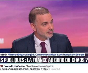 Replay 20H BFM - Vote de confiance du 8 septembre: Il faut changer de méthode et aller chercher des compromis, estime Laurent Saint-Martin, ministre délégué chargé du Commerce extérieur