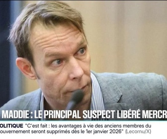 Replay 20H BFM - Affaire Maddie: le principal suspect jugé très dangereux libéré de prison mercredi