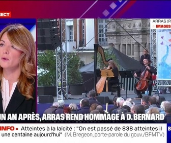 Replay BFM Story Week-end - Hommage à D. Bernard : La République tient encore debout face à ceux qui essayent de l'attaquer, notamment à travers l'école, Maud Bregeon - 13/10