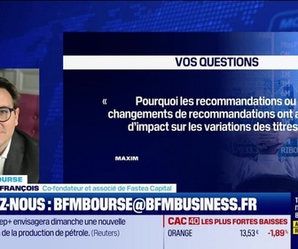 Replay BFM Bourse - Culture Bourse : Pourquoi les recommandations ou changements de recommandations ont autant d'impact sur les variations des titres ? , par Julie Cohen-Heurton - 03/09