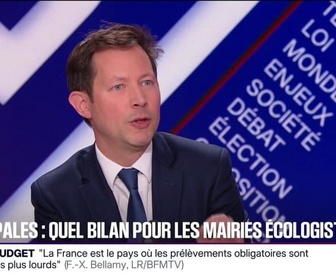 Replay BFM Politique - François-Xavier Bellamy (LR) estime que le déni d'insécurité caractérise les mairies écologistes et les mairies de gauche