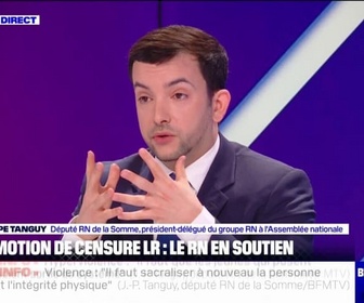 Replay BFM Politique - Nous la voterons, explique Jean-Philippe Tanguy concernant la possible mention de censure LR