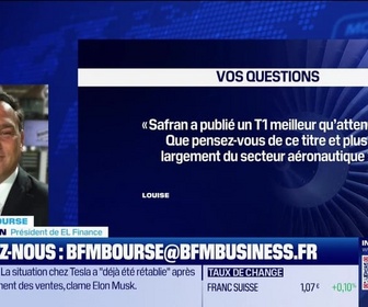 Replay BFM Bourse - Culture Bourse : Safran a publié un T1 meilleur qu'attendu. Que pensez-vous de ce titre et plus largement du secteur aéronautique ? À intégrer en portefeuille malgré l'impact des droits de douane ?, par Julie Cohen-Heurton - 20/05