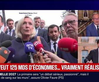 Replay BFM Grand Soir - Le Pen veut 125 milliards d'économies... vraiment réaliste ? - 28/08