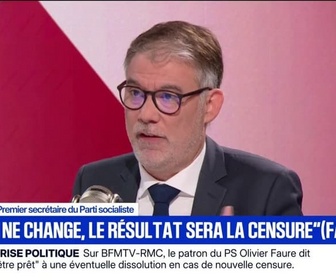 Replay Face à Face - Olivier Faure (PS): Si rien ne change, il y aura une censure, donc ce gouvernement tombera et il y aura vraisemblablement une dissolution à laquelle nous sommes prêts