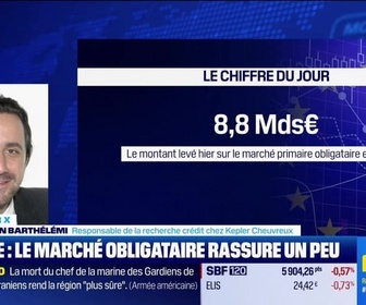 Replay BFM Bourse - Le chiffre du jour : 8.8 milliards d'euros, montant levé hier sur le marché primaire obligataire européen, la séance la plus active depuis le 16 mars - 26/03