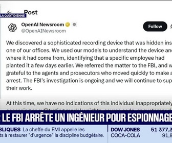 Replay Tech & Co, la quotidienne - Le Tech Flash : OpenAI, le FBI arrête un ingénieur pour espionnage, par Léa Benaim - 14/10