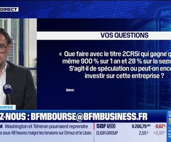 Replay BFM Bourse - Culture Bourse : Que faire avec le titre 2CRSI qui gagne quand même 900% sur 1 an, 28% sur la semaine… Spéculation ou peut-on encore investir sur cette entreprise ? , par Julie Cohen-Heurton - 15/04