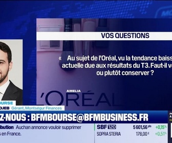 Replay BFM Bourse - Culture Bourse : Au sujet de l'Oréal, vu la tendance baissière actuelle due aux résultats T3. Faut-il vendre ou plutôt conserver ? par Julie Cohen-Heurton - 05/11