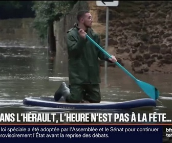 Replay BFM Première - Crues dans l'Hérault: les habitants s'activent pour nettoyer avant le réveillon