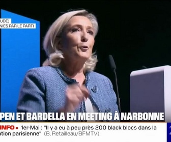 Replay 20H BFM - Meeting du Rassemblement national du 1er-mai: Marine Le Pen crie au vol de la présidentielle de 2027