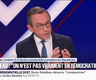 Replay BFM Politique - On n'est pas vraiment dans une démocratie, affirme Bruno Retailleau, candidat LR à l'élection présidentielle