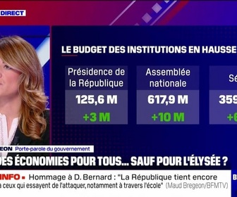 Replay BFM Politique - Le budget de l'État donnera l'exemple sur les économies qui sont demandées, Maud Bregeon - 13/10