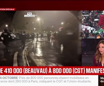 Replay BFM Grand Soir - De 410 000 (Beauvau) à 800 000 (CGT) manifestants - 24/10