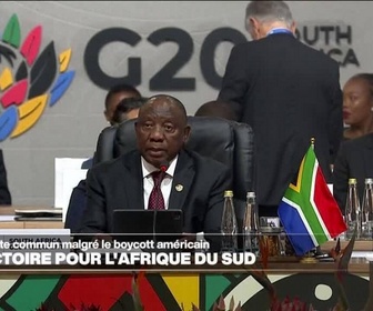 Replay Journal de l'Afrique - G20 en Afrique du Sud : un texte commun adopté malgré le boycott américain