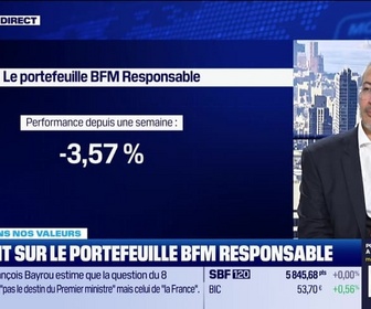 Replay BFM Bourse - Le portefeuille BFM-Responsable : Seb en souffrance, sa survie dans le portefeuille en question - 01/09