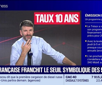 Replay BFM Bourse - Le rendement de l'OAT à 10 ans atteint 5% pour la première fois depuis juillet 2002. Carrefour : pire séance de son Histoire - 21/10