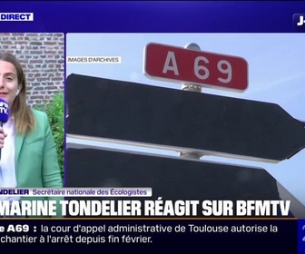 Replay 20H BFM - Reprise du chantier de l'A69: Il y a beaucoup de malhonnêteté politique dans ce projet, affirme Marine Tondelier (Les Écologistes)