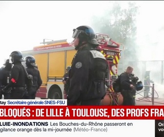 Replay BFM Première - Lycées bloqués: des profs frappés lors des manifestations